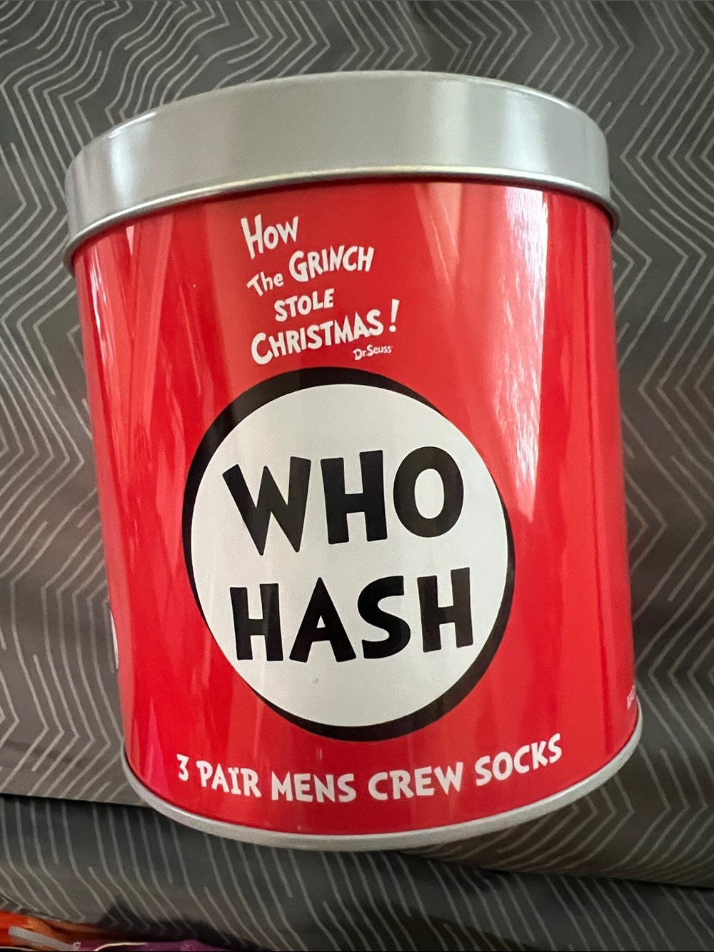 Dr. Seuss Red and White "Who Hash" Tin Sock Set